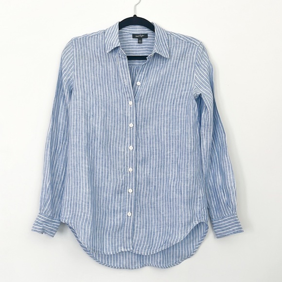 Lord & Taylor Linen Pinstripe Button Down - Picture 3 of 6
